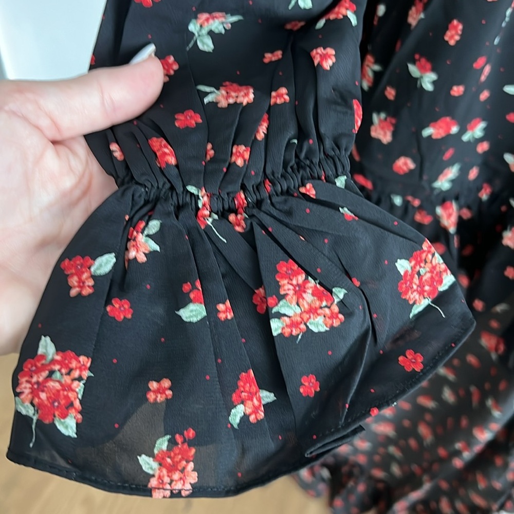 Floral Black High-Low Dress - Picture 10 of 14